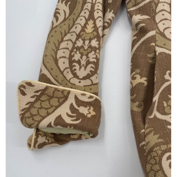 J McLaughlin Brown & Cream Floral Print Blazer Jacket W/ Piping Sz 4 - Picture 14 of 16